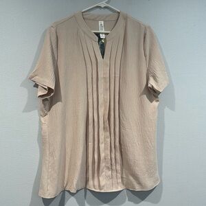 Blooming Jelly Cream Loose Fit Short Sleeve Blouse with Ruffled - Size XL